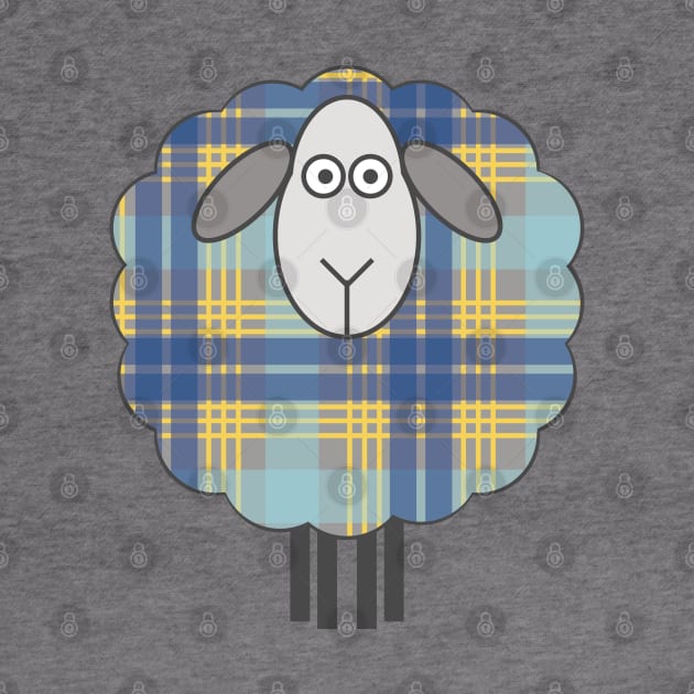 Scottish Blue and Yellow Tartan Patterned Sheep by MacPean